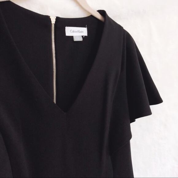 Calvin Klein Black Short Sleeve Fit & Flare Dress - Picture 4 of 8